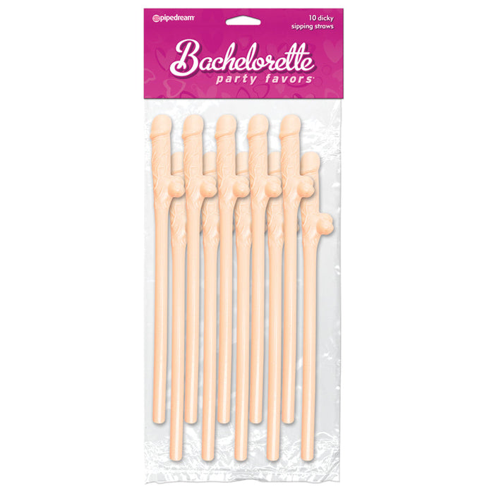 Bachelorette Party Favors 10 Dicky Sipping Straws - Light