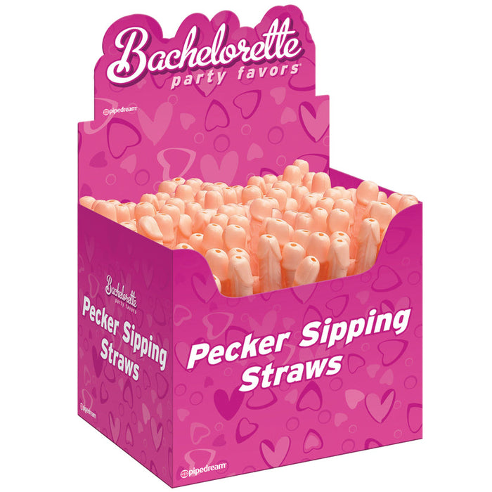 Bachelorette Party Favors Pecker Sipping Straws - 144 Piece Display - Light