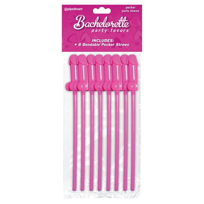 Bachelorette Party Favors Bendable Pecker Straws  - 8 Count