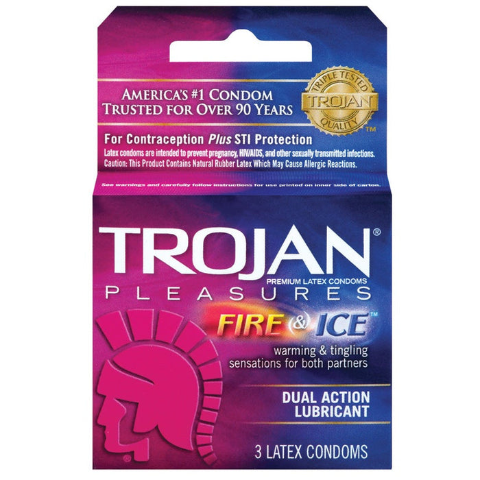 Trojan Fire and Ice Dual Action Lubricated Condoms - 3 Pack