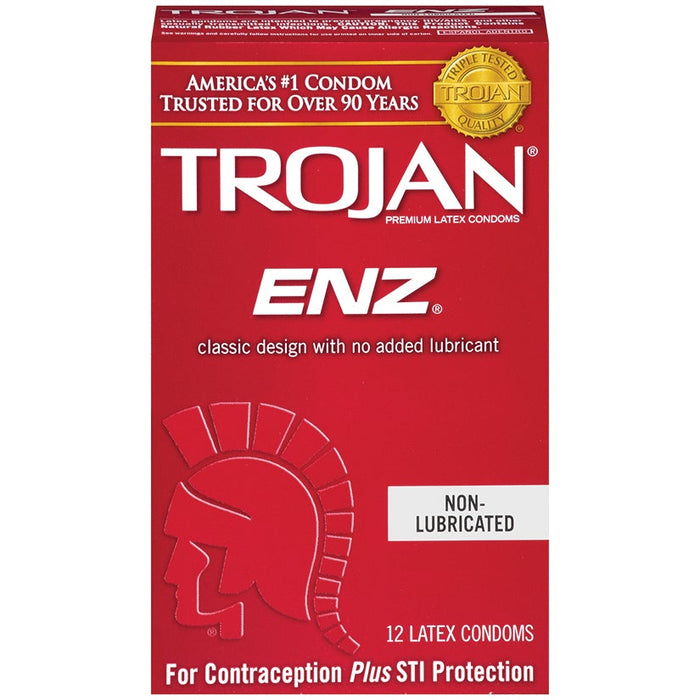 Trojan Enz Non-Lubricated Condoms - 12 Pack