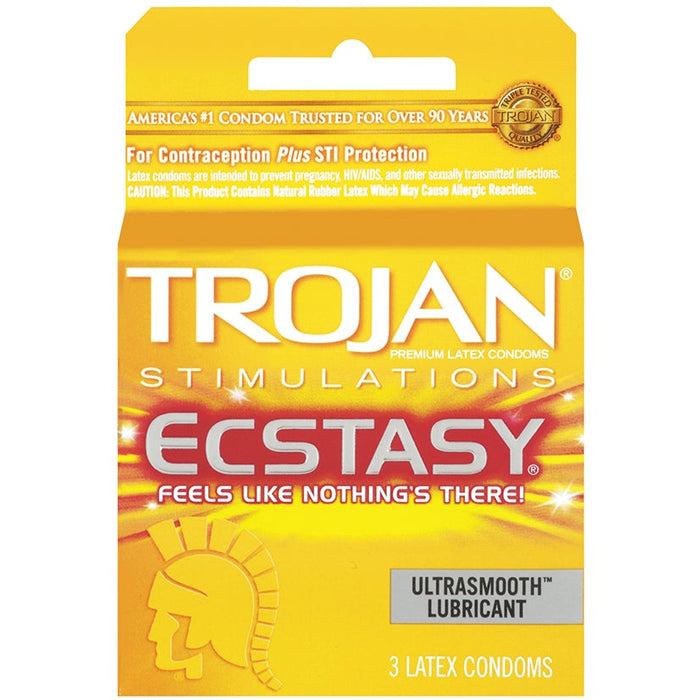 Trojan Stimulations Ecstasy Lubricated Condoms - 3 Pack Tj94720