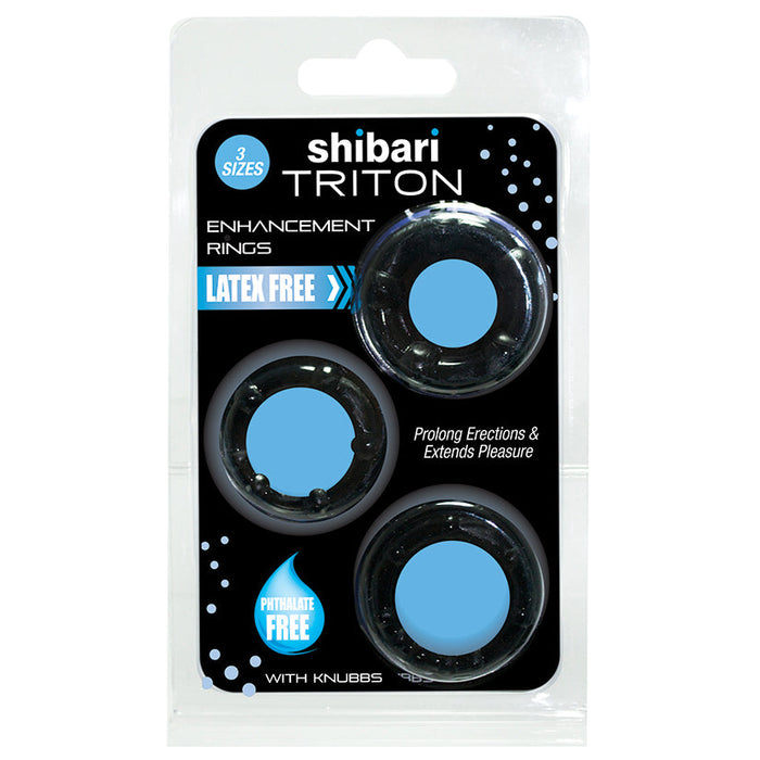 Shibari Triton Enhancement Rings Pleasure Rings-Black (3 pack)