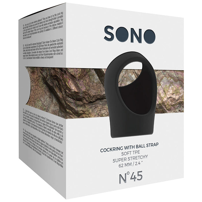 Sono No.45 Cockring with Ball Strap-Black