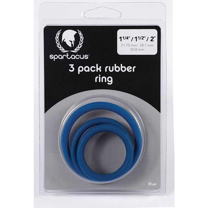 Spartacus Cock Ring Rubber-Blue (3 Pack)