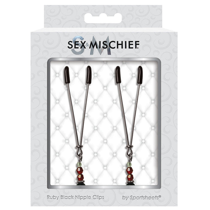 Sex and Mischief Ruby Black Nipple Clips