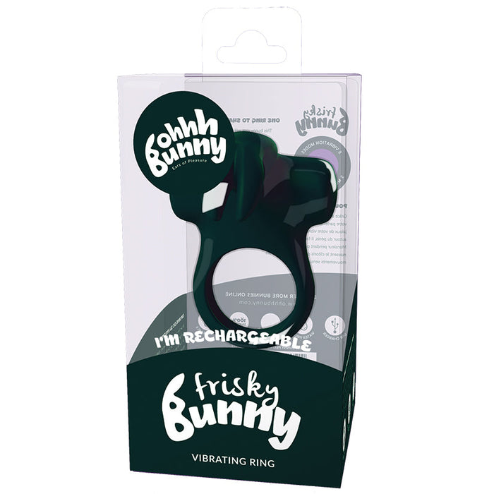 ohhh Bunny Frisky Vibrating Ring-Black Pearl