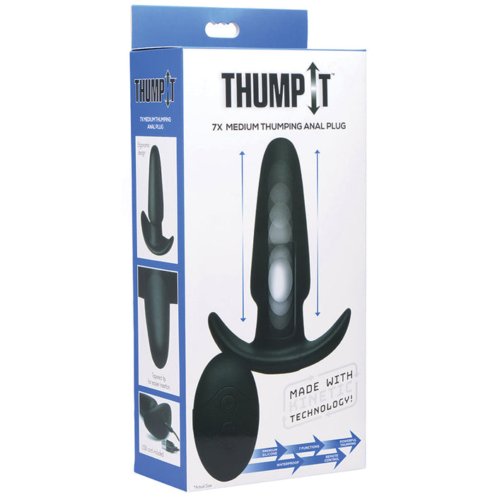 Thump-It Silicone Remote Control Butt Plug-Medium Black