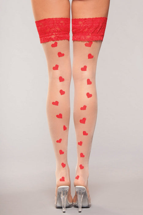 Be Wicked Sweetheart Thigh Highs Red