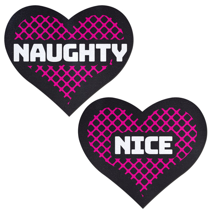 Nipple Cover Pasties - Love Black and Pink Naughty and Nice Heart