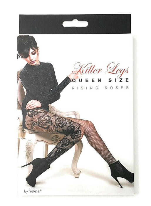 Killer Legs Queen Size Rising Roses Pantyhose